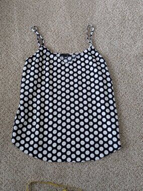 NWOT J Crew Navy/White Tank Top/Blouse 14T (14 Tall)